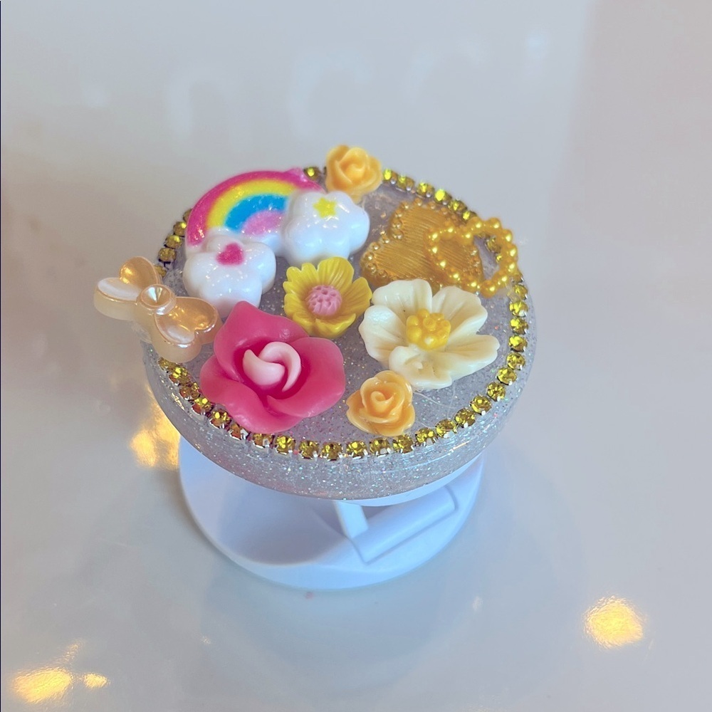 Colorful Floral and Rainbow Phone Grip